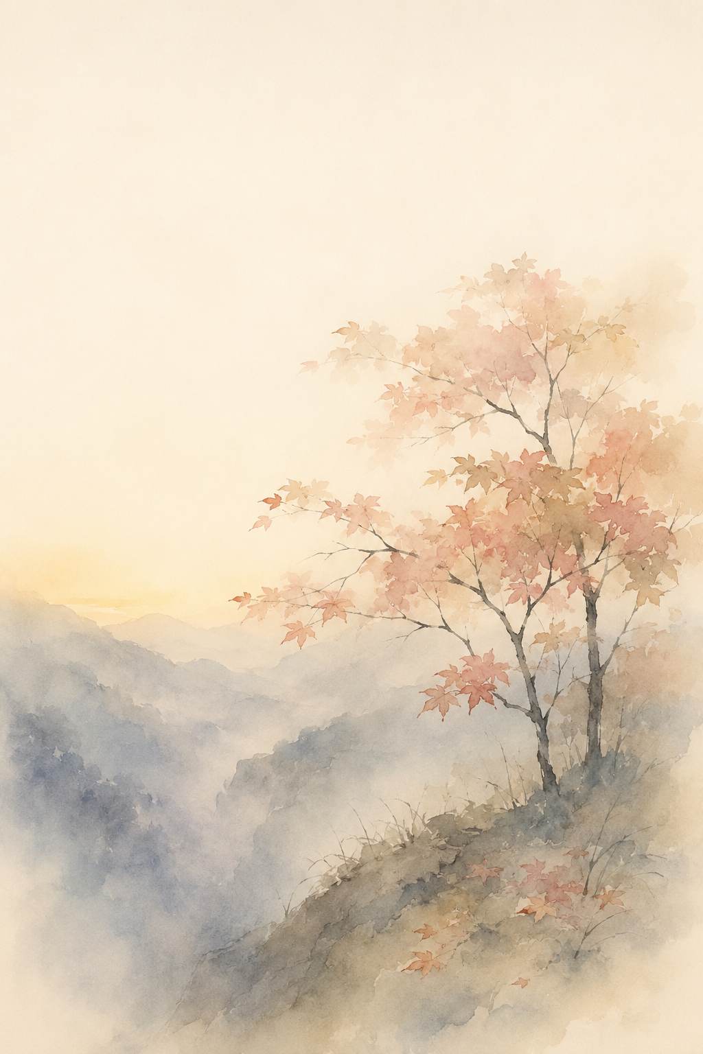 うすもみじ 山奥の薄紅葉