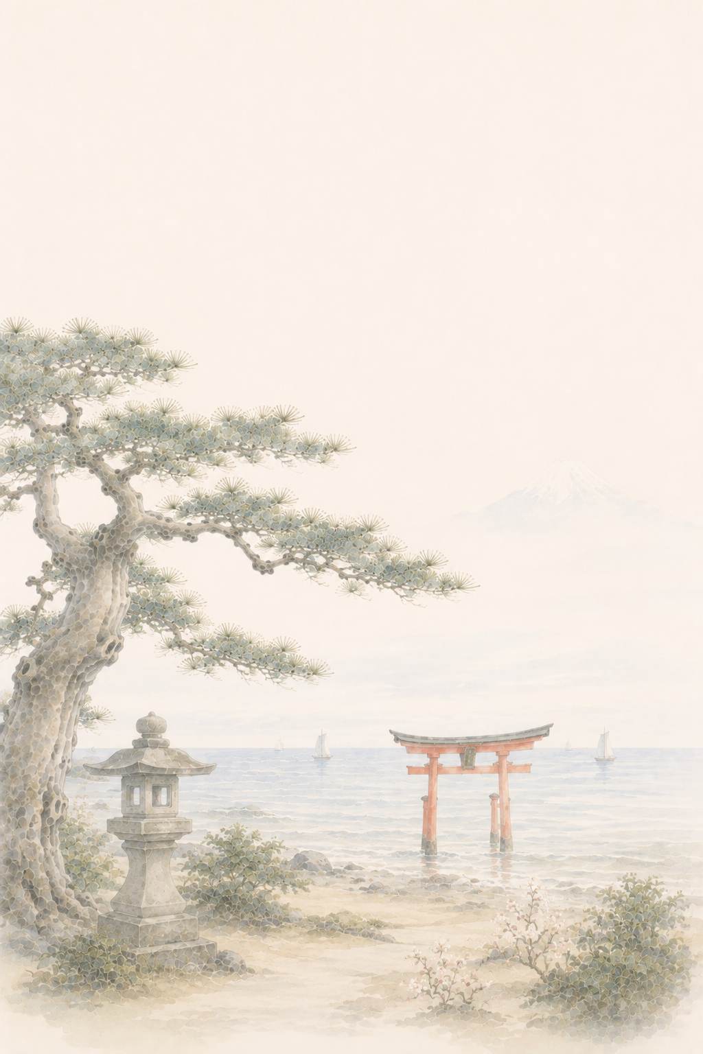 常盤の庭 松と朱の鳥居
