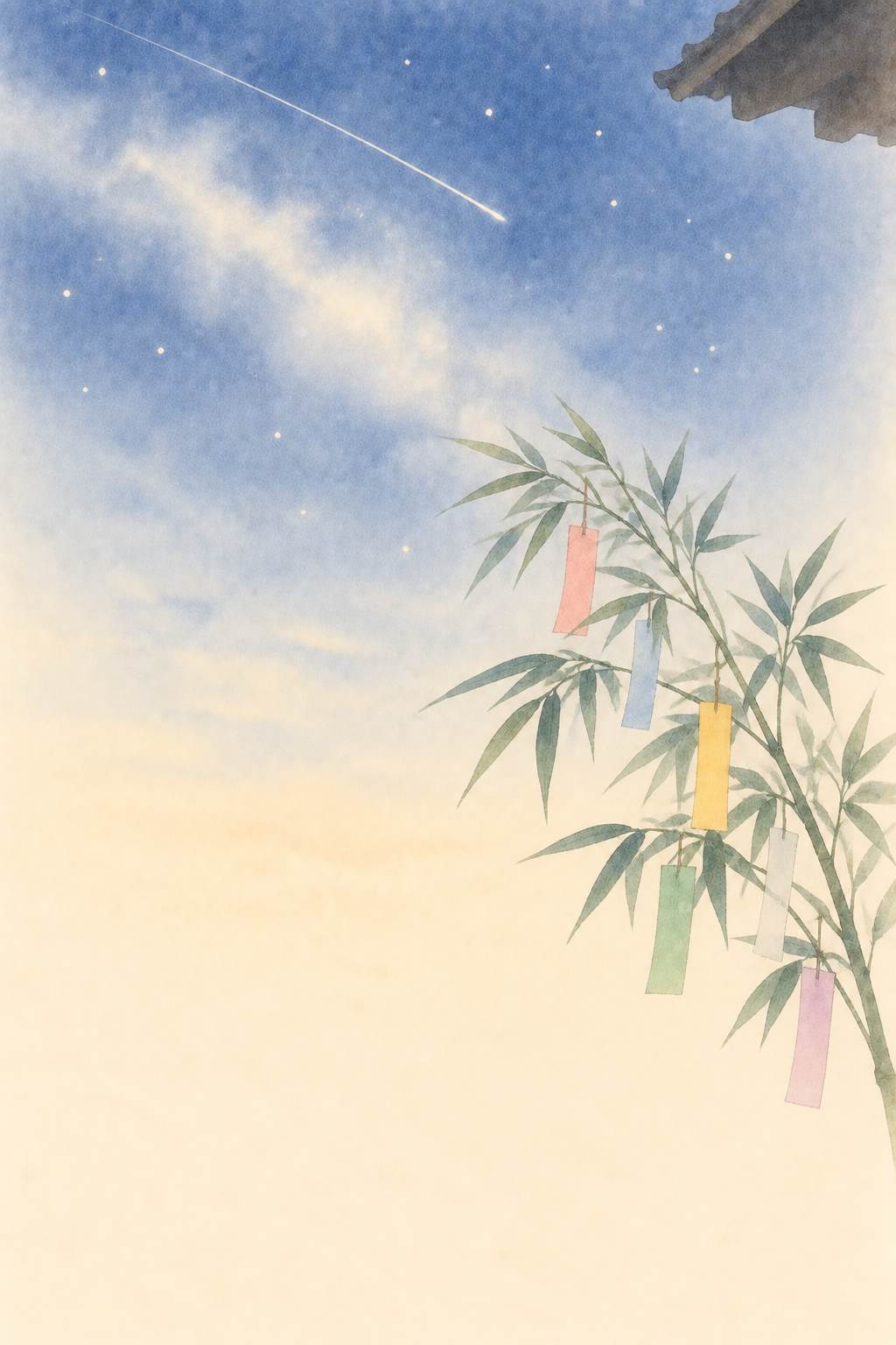 流星 七夕の笹と流れ星
