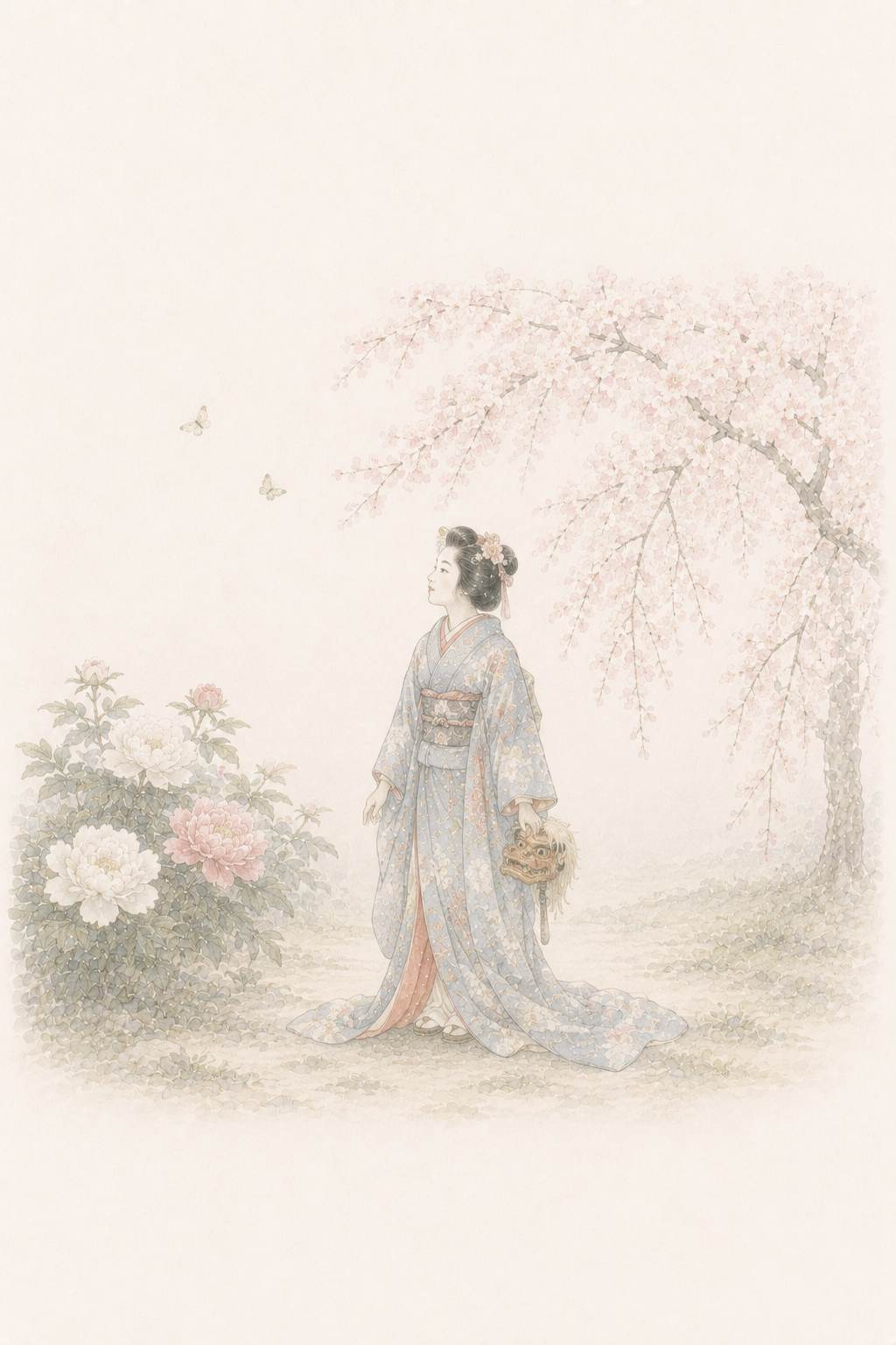 英執着獅子 桜と胡蝶