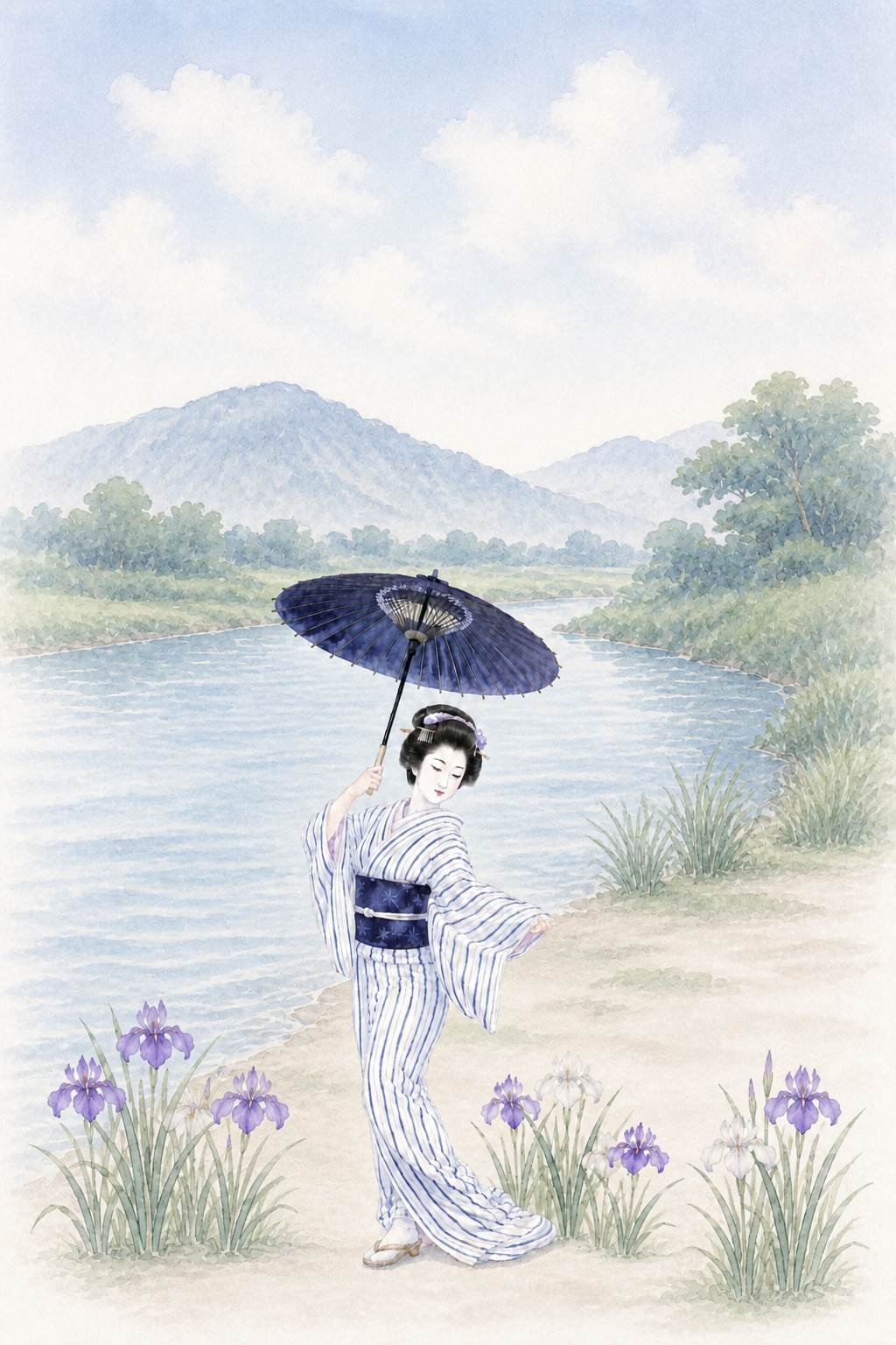 菖蒲浴衣 一体型_中景A
