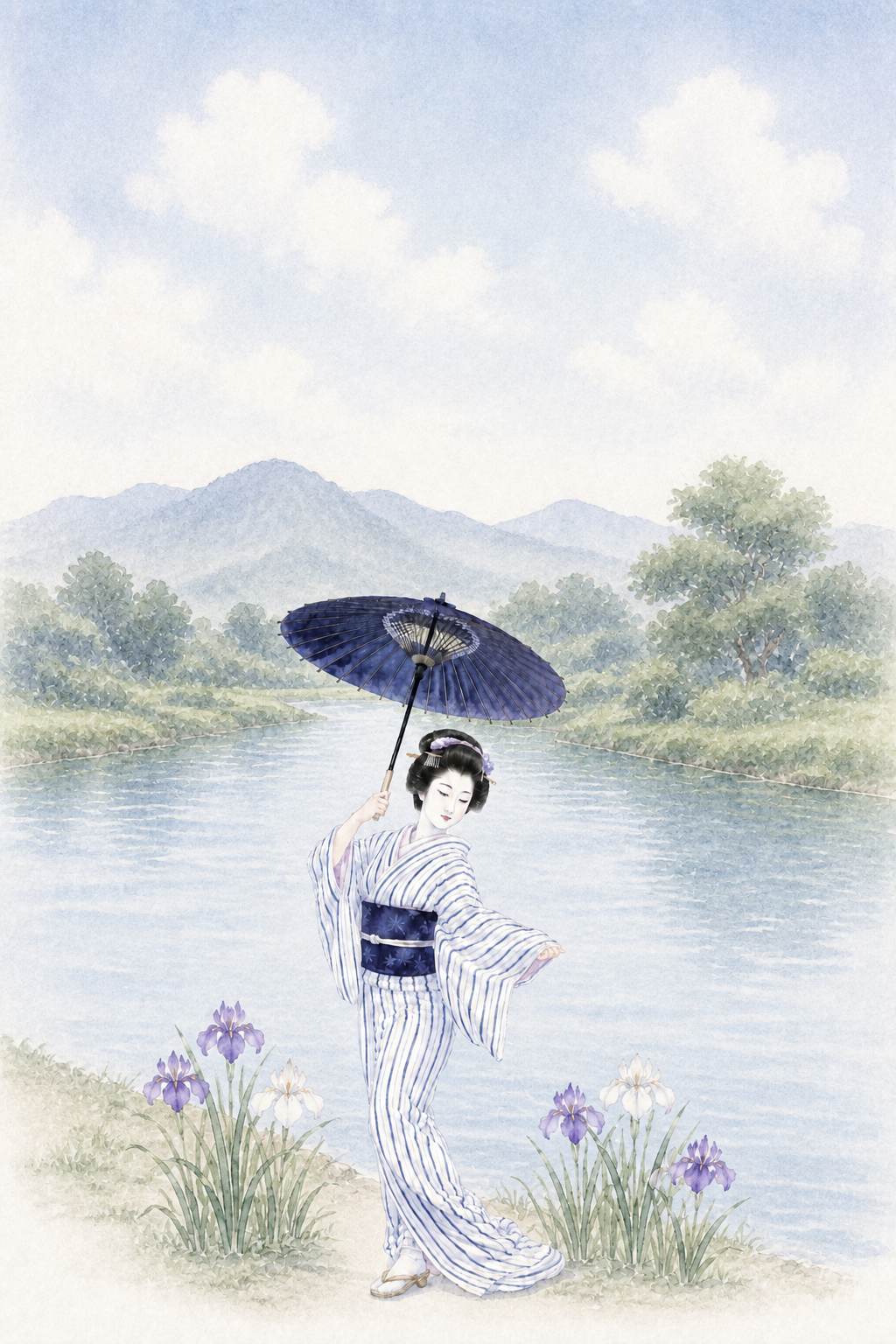 菖蒲浴衣 一体型_遠景B