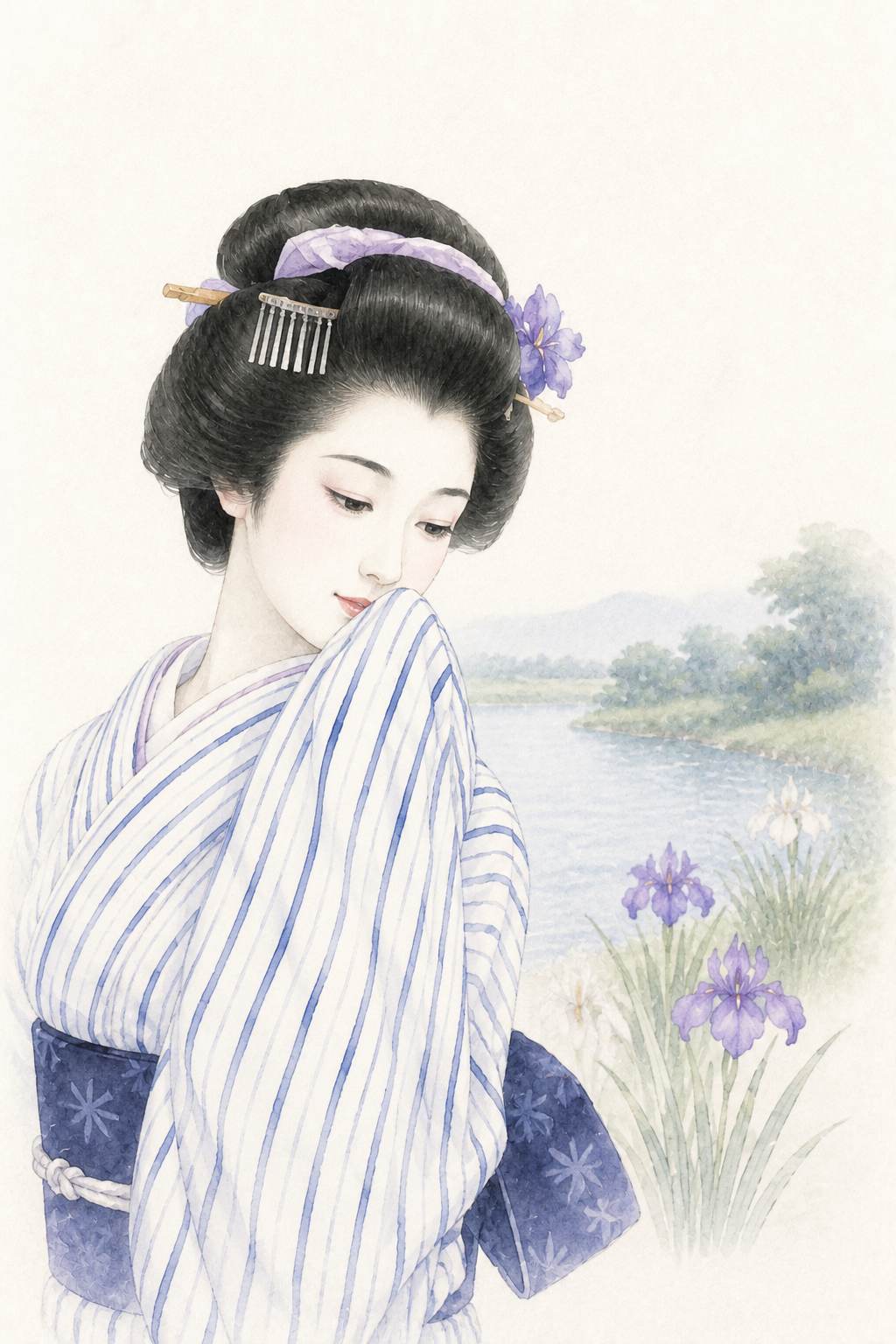 菖蒲浴衣 横顔アップ袖口元