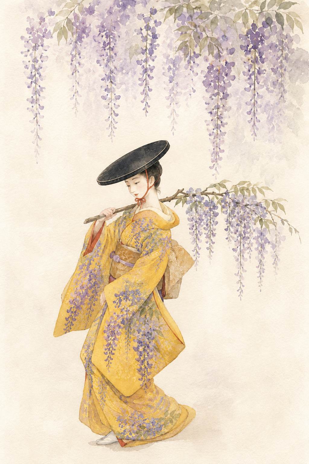 藤娘 v2_山吹色平笠